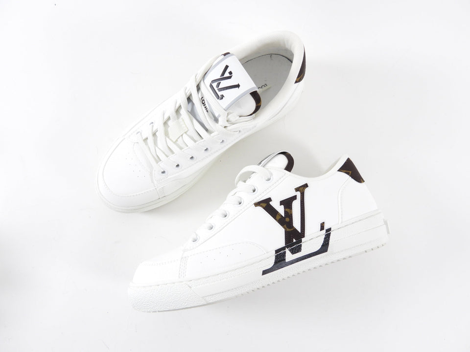 Louis Vuitton White Leather Low Top Monogram Charlie Sneaker - 36.5