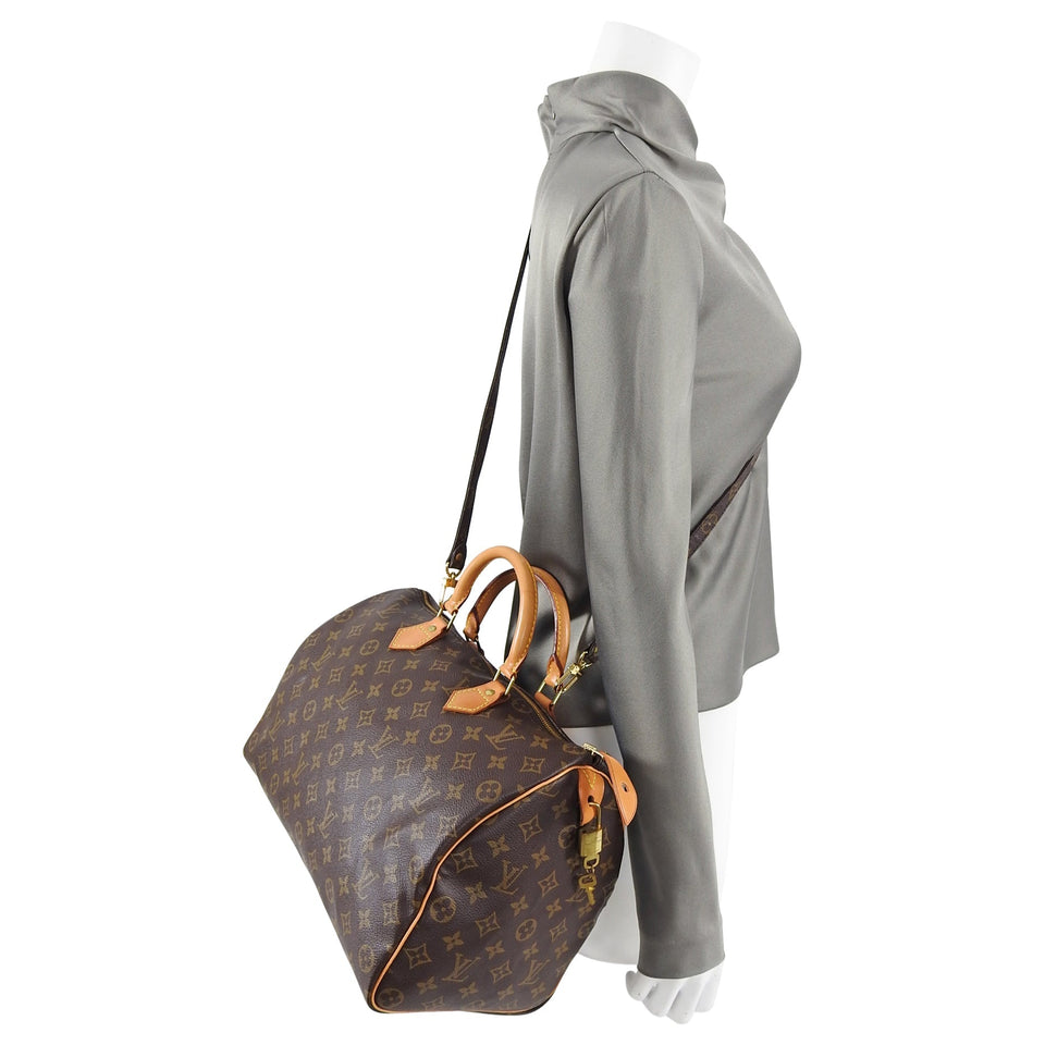 Louis Vuitton Vintage 1996 Monogram Speedy 35 With Shoulder Strap