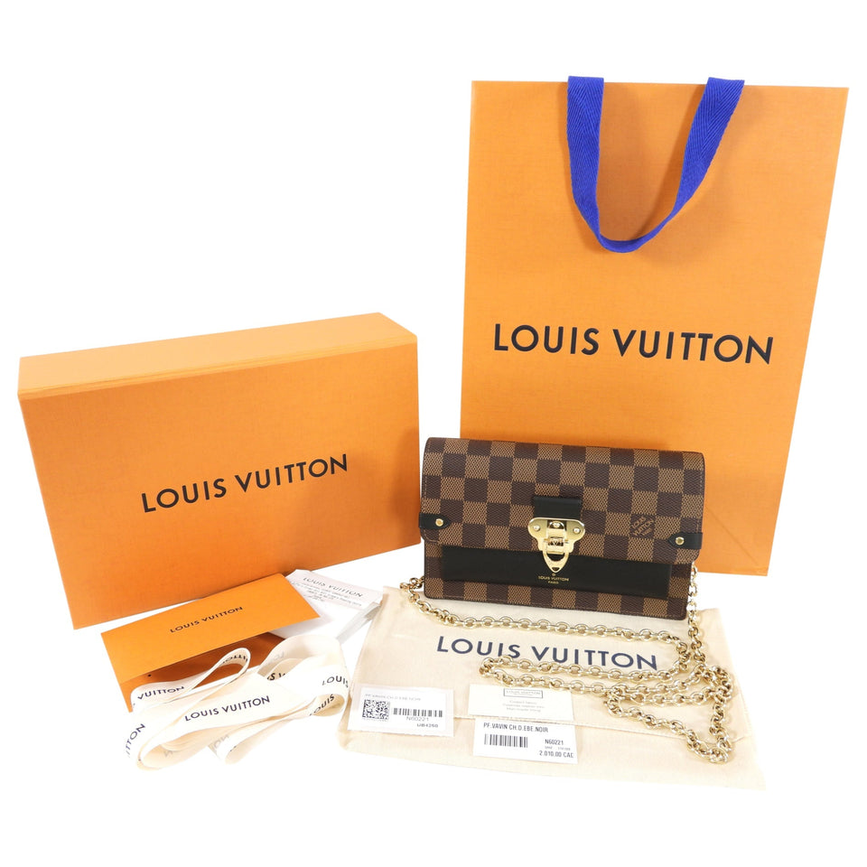 Louis Vuitton Damier Ebene and Noir Vavin Chain Wallet
