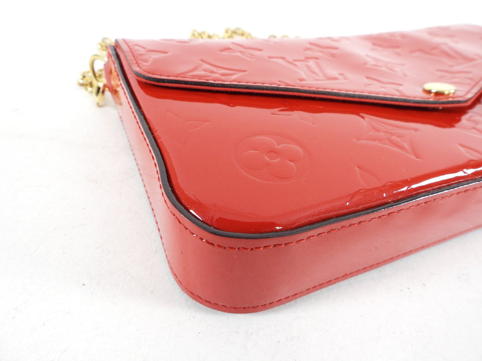 Louis Vuitton Cherry Red Vernis Felicie Pouch Pochette Bag