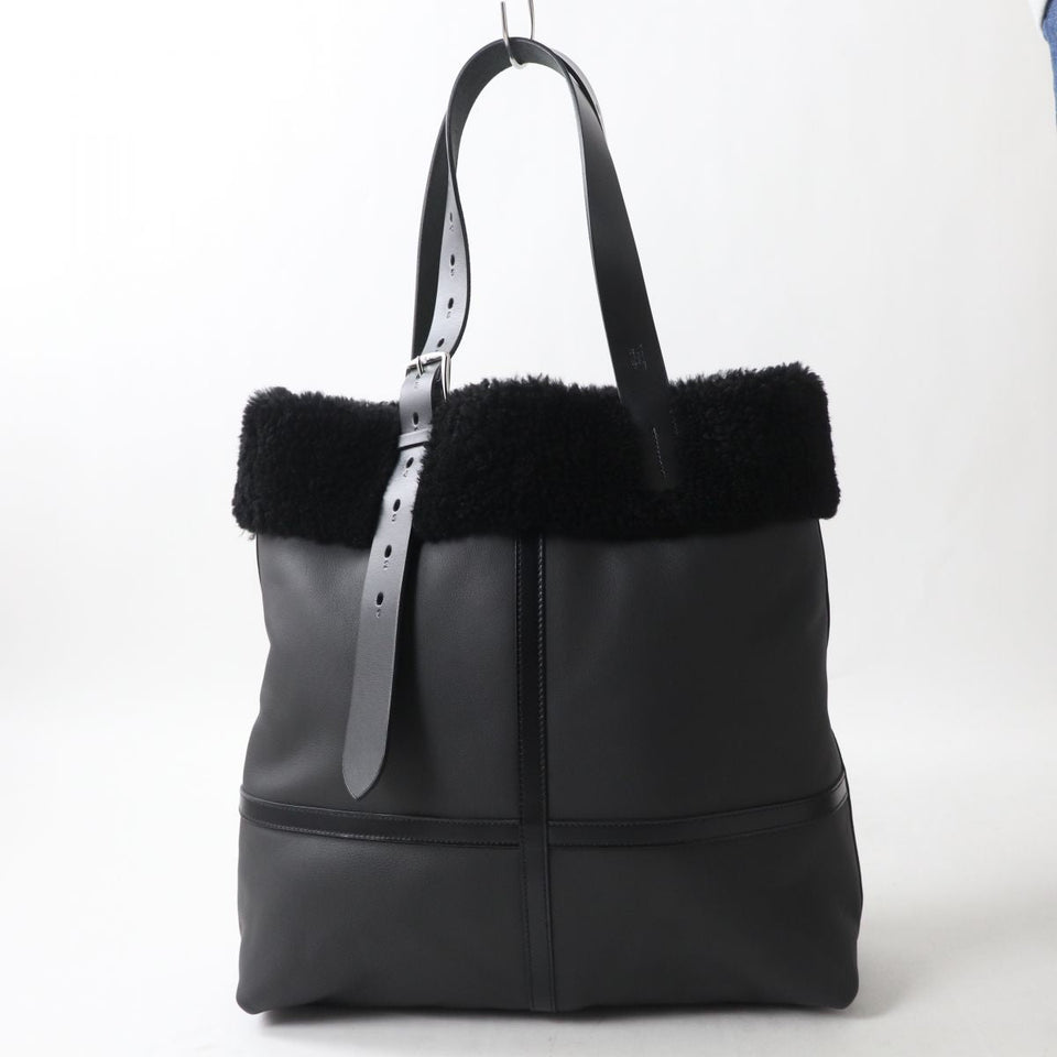 Hermes Tote Bag Taurillon Clemence Cristobal black