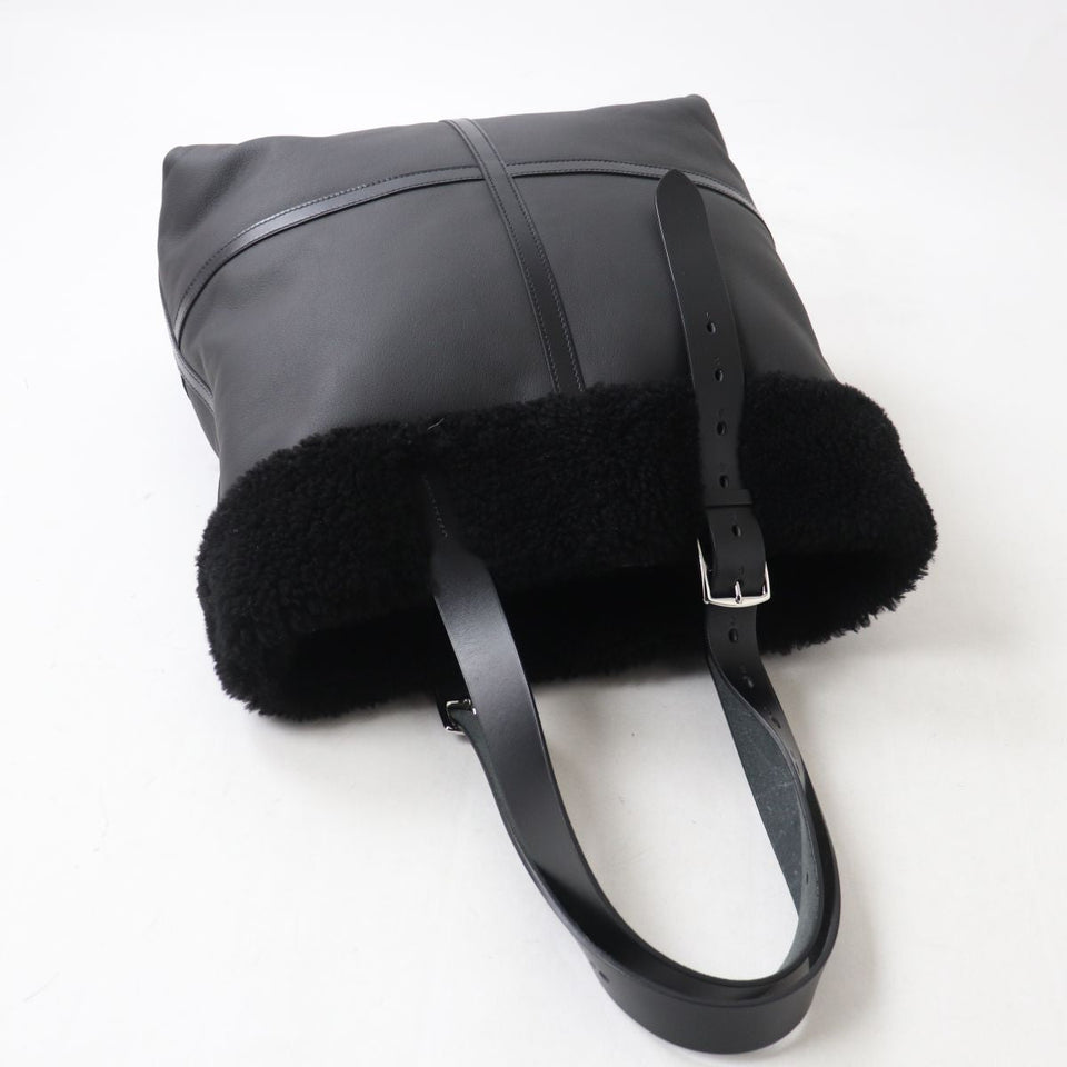 Hermes Tote Bag Taurillon Clemence Cristobal black