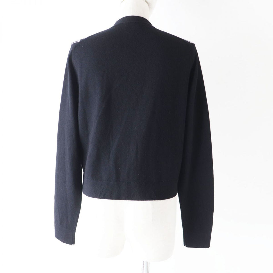 Chanel Cashmere igan COCO Button Black White