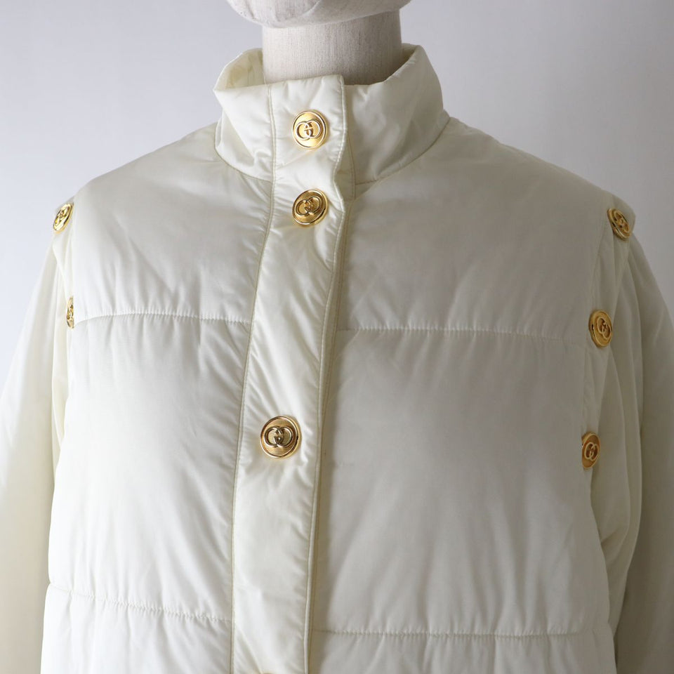 Gucci coat Outer: 100% nylon, Fur: 100% acrylic, Lining: 68% rayon, Lining: 32% silk, Lining: 100% polyester white Women 38