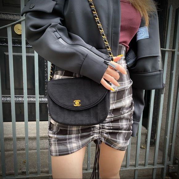 Chanel Vintage 24k gold cloth shoulder bag