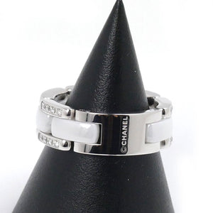 Chanel Ultra Collection Au750 White Gold White Ceramic Diamond Ring Size 14.5