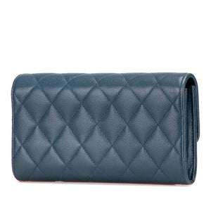 Chanel Coco Mark Matelasse Caviar Skin Long Wallet