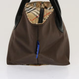 Luxury BurberrySs Nova Check Blue Label Tote Bag Nylon Brown Auth mr010