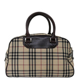 Luxury Burberry Nova Check Hand Bag Nylon Beige Auth mr097