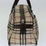 Luxury Burberry Nova Check Hand Bag Nylon Beige Auth mr097