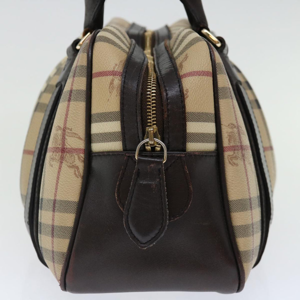 Luxury Burberry Nova Check Hand Bag PVC Beige Auth mr098