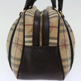 Luxury Burberry Nova Check Hand Bag PVC Beige Auth mr098