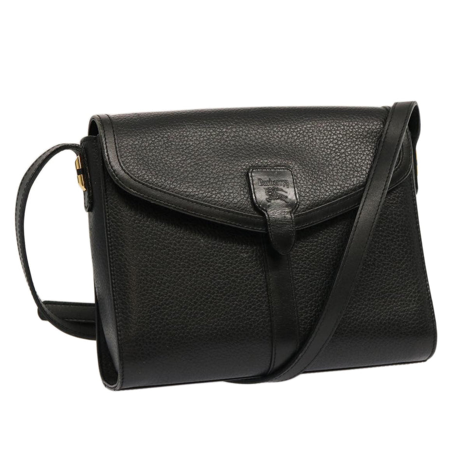 Luxury BurberrySs Shoulder Bag Leather Black Auth mr101