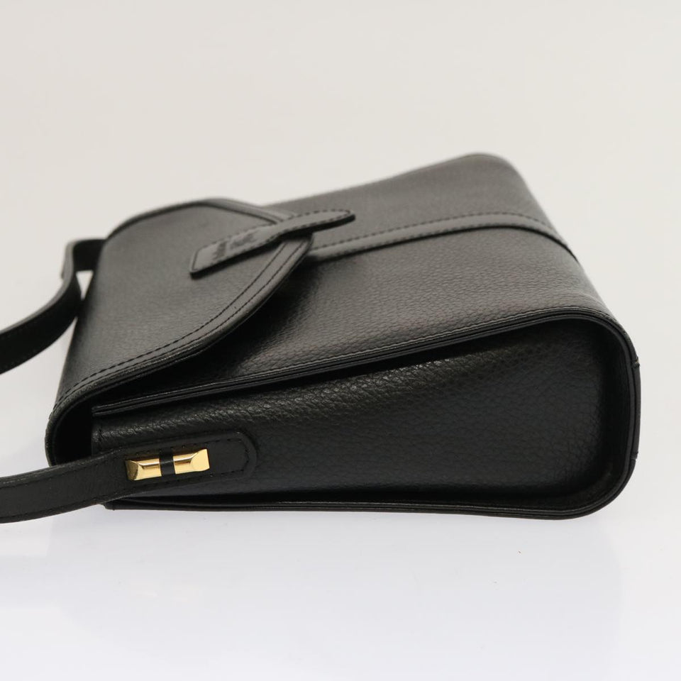 Luxury BurberrySs Shoulder Bag Leather Black Auth mr101