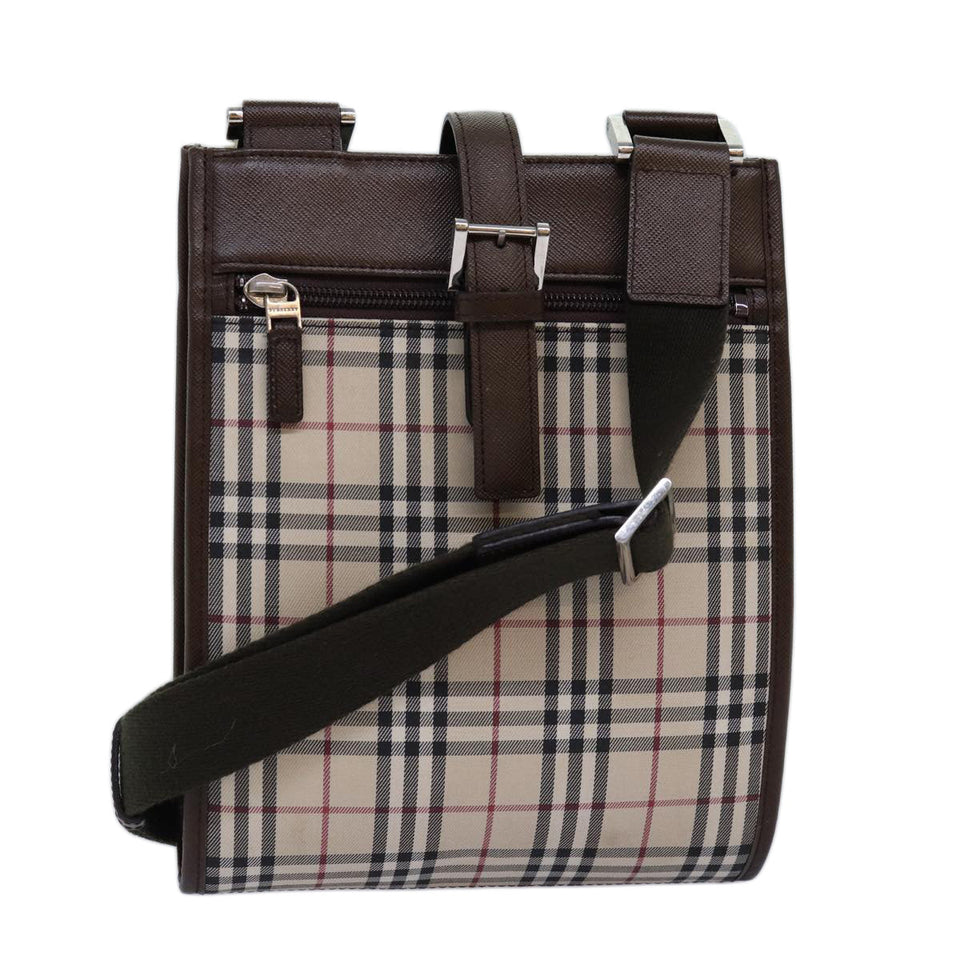 Luxury Burberry Nova Check Shoulder Bag Canvas Beige Auth mr193