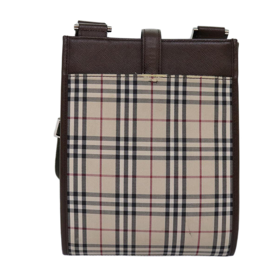 Luxury Burberry Nova Check Shoulder Bag Canvas Beige Auth mr193