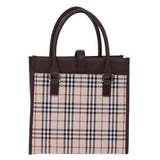 Luxury Burberry Nova Check Hand Bag Nylon Canvas Beige Auth mr245