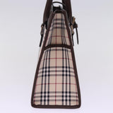 Luxury Burberry Nova Check Hand Bag Nylon Canvas Beige Auth mr245