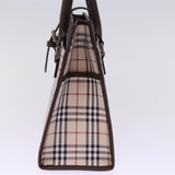 Luxury Burberry Nova Check Hand Bag Nylon Canvas Beige Auth mr245