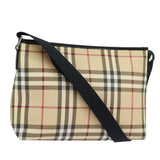 Luxury Burberry Nova Check Shoulder Bag PVC Leather Beige Auth mr252
