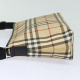 Luxury Burberry Nova Check Shoulder Bag PVC Leather Beige Auth mr252