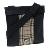 Luxury Burberry Nova Check Shoulder Bag Nylon Beige Black Auth mr272