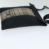 Luxury Burberry Nova Check Shoulder Bag Nylon Beige Black Auth mr272