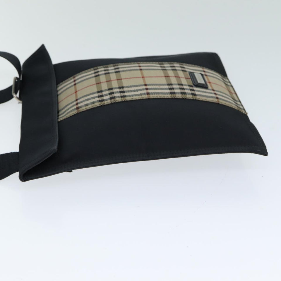 Luxury Burberry Nova Check Shoulder Bag Nylon Beige Black Auth mr272