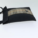 Luxury Burberry Nova Check Shoulder Bag Nylon Beige Black Auth mr272
