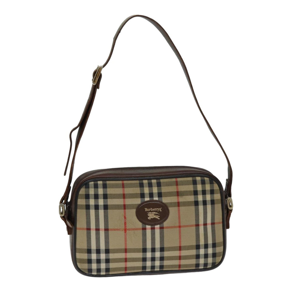Luxury BurberrySs Nova Check Shoulder Bag Canvas Beige Auth mr273