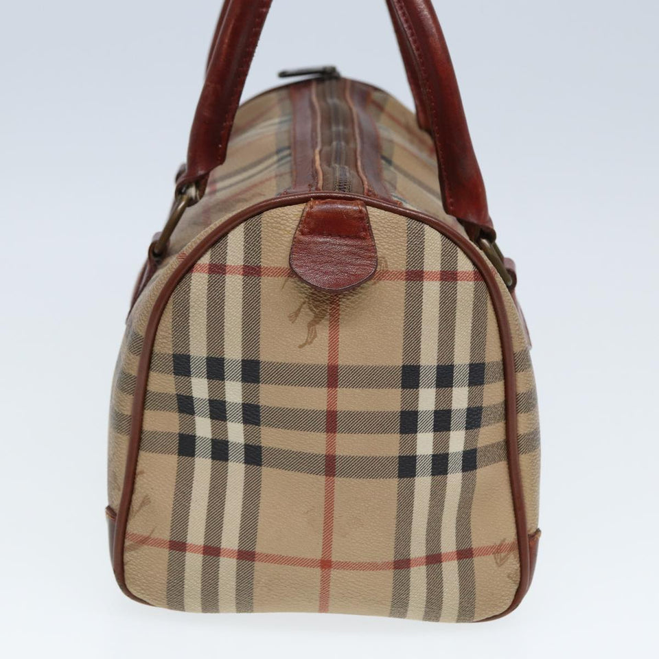 Luxury BurberrySs Nova Check Hand Bag PVC Leather Beige Auth mr276