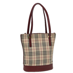 Luxury Burberry Nova Check Tote Bag Canvas Beige Auth mr278