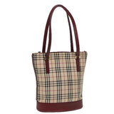 Luxury Burberry Nova Check Tote Bag Canvas Beige Auth mr278