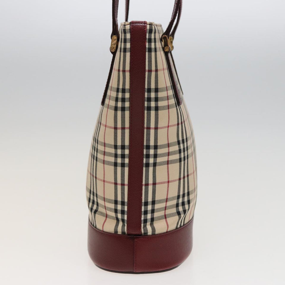 Luxury Burberry Nova Check Tote Bag Canvas Beige Auth mr278