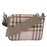 Luxury Burberry Nova Check Shoulder Bag Coated Canvas Pink Auth mr285