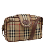 Luxury BurberrySs Nova Check Shoulder Bag PVC Leather Beige Auth mr288