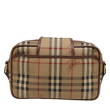 Luxury BurberrySs Nova Check Shoulder Bag PVC Leather Beige Auth mr288