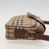 Luxury BurberrySs Nova Check Shoulder Bag PVC Leather Beige Auth mr288