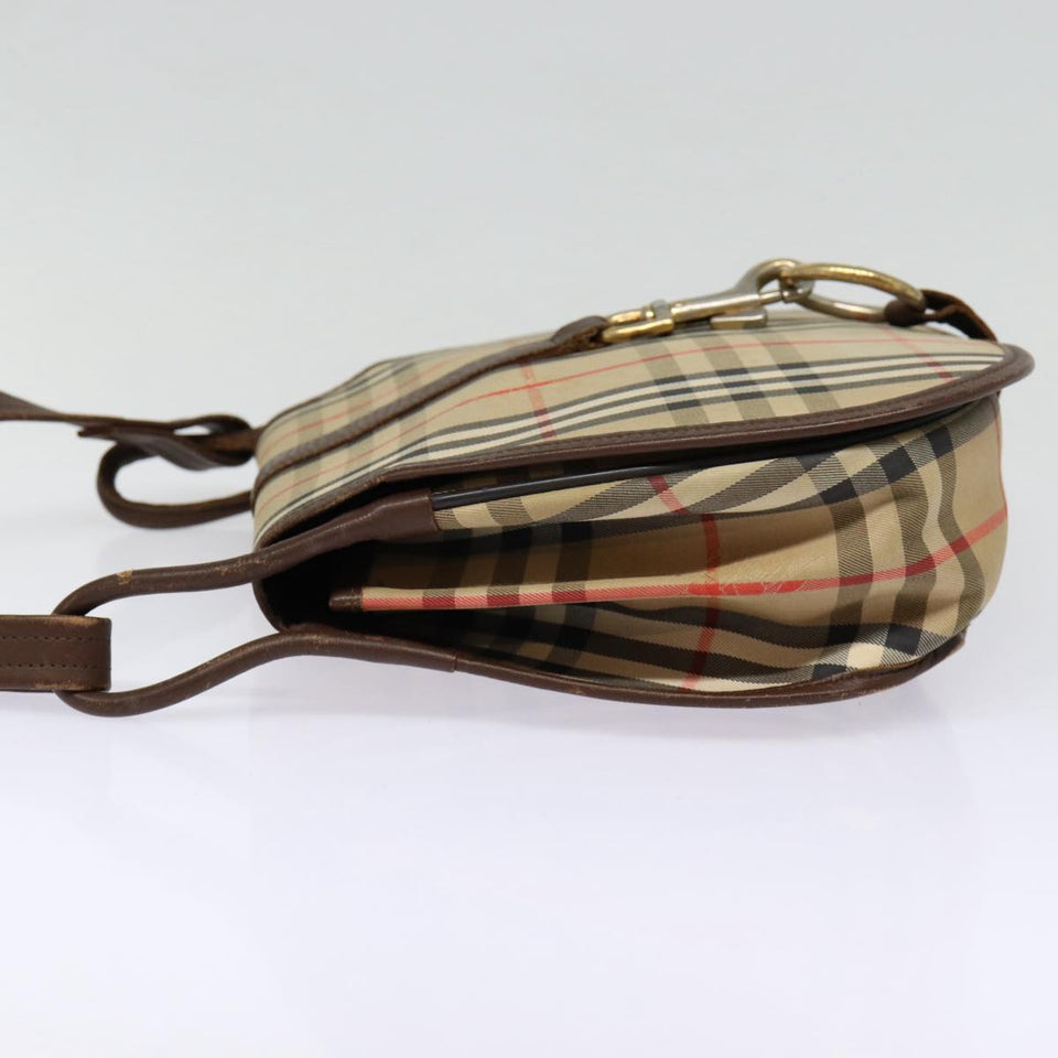 Luxury BurberrySs Nova Check Shoulder Bag Canvas Leather Beige Brown Auth MR423