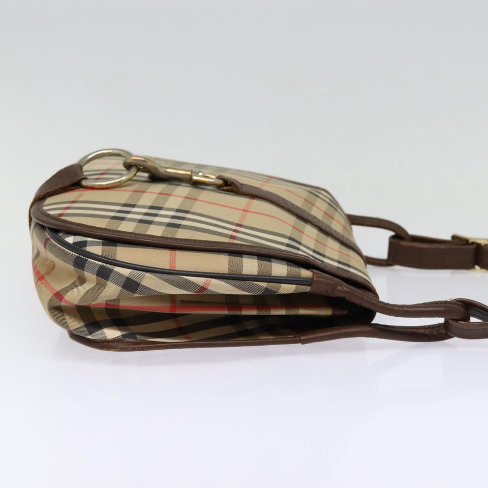 Luxury BurberrySs Nova Check Shoulder Bag Canvas Leather Beige Brown Auth MR423