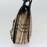 Luxury BurberrySs Nova Check Shoulder Bag Canvas Beige Black Silver Auth mr460