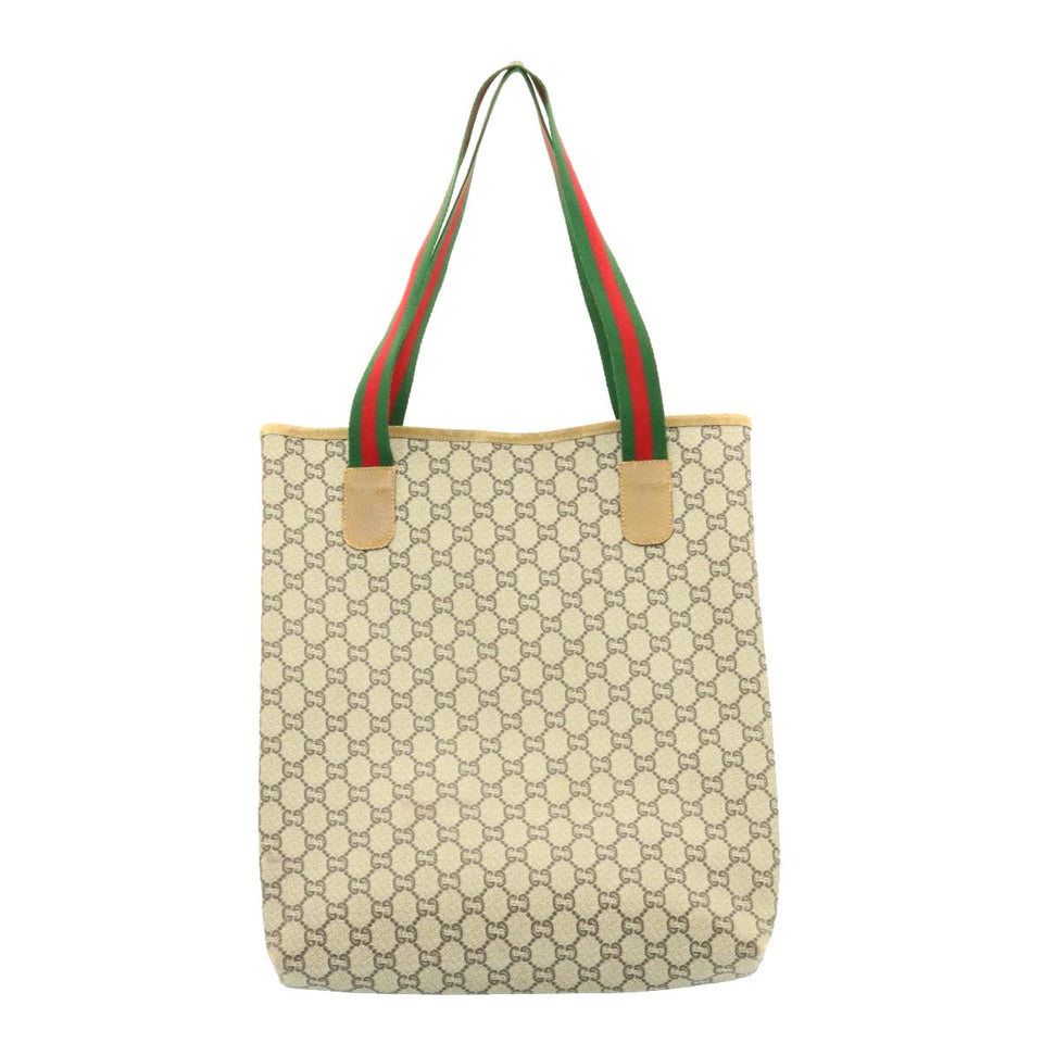Gucci Web Sherry Line GG Canvas Tote Bag Beige Red Green ms041