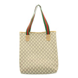 Gucci Web Sherry Line GG Canvas Tote Bag Beige Red Green ms041
