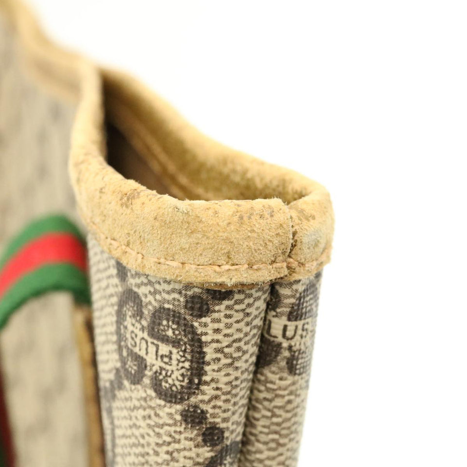 Gucci Web Sherry Line GG Canvas Tote Bag Beige Red Green ms041