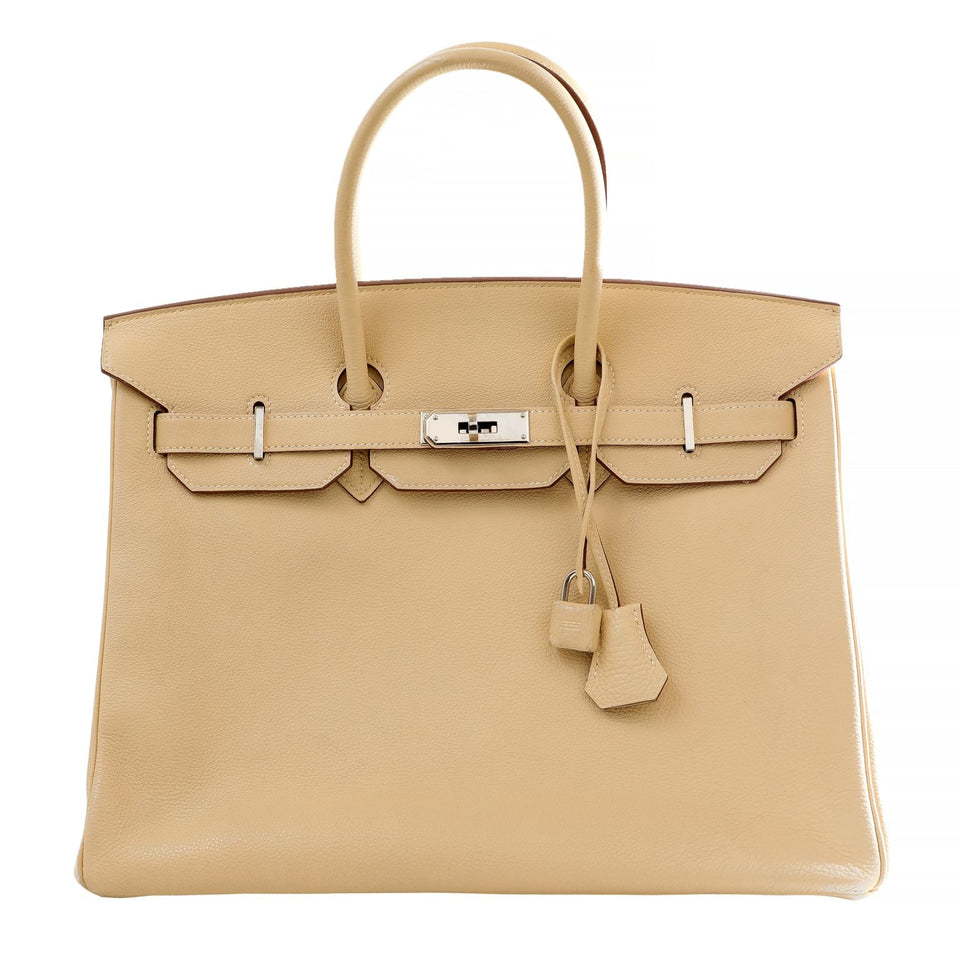 Hermes 35cm Parchment Togo Birkin w/ Palladium Hardware