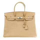Hermes 35cm Parchment Togo Birkin w/ Palladium Hardware