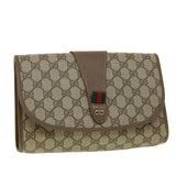 Gucci GG Canvas Web Sherry Line Clutch Bag Beige Red Green ny139