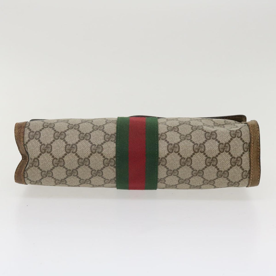 Gucci GG Canvas Web Sherry Line Clutch Bag Beige Red Green 37-02-3839 ny155