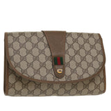 Gucci GG Canvas Web Sherry Line Clutch Bag Beige Red Green 8901030 ny156
