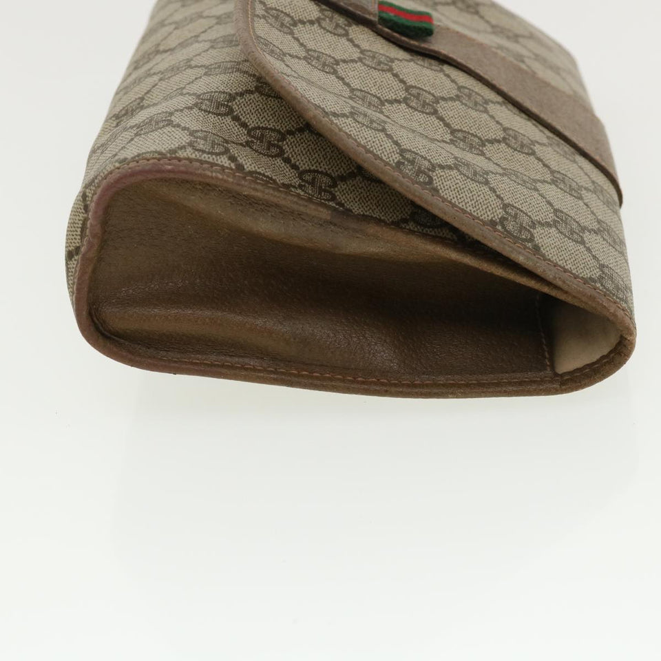 Gucci GG Canvas Web Sherry Line Clutch Bag Beige Red Green 8901030 ny174